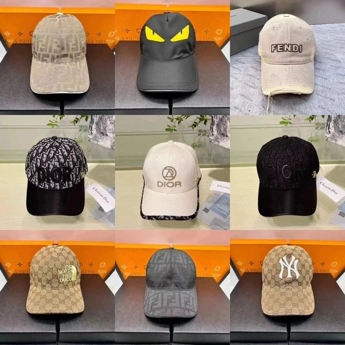 Dior Oblique Monogram Baseball Cap Black-White Pattern