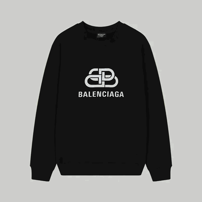 Balenciaga Black Crewneck Sweatshirt with Interlocking Logo