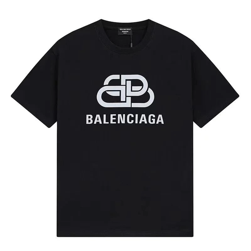 Balenciaga Black T-Shirt with Interlocked Logo Print