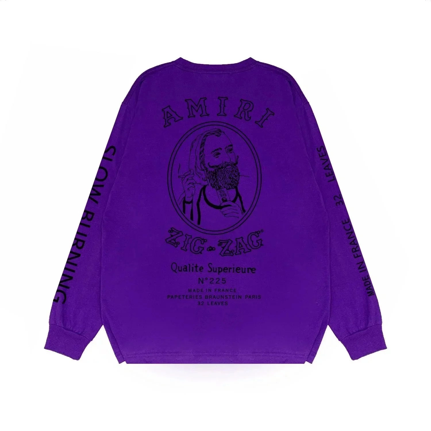 Amiri Zig-Zag Long Sleeve Tee Purple Graphic Print