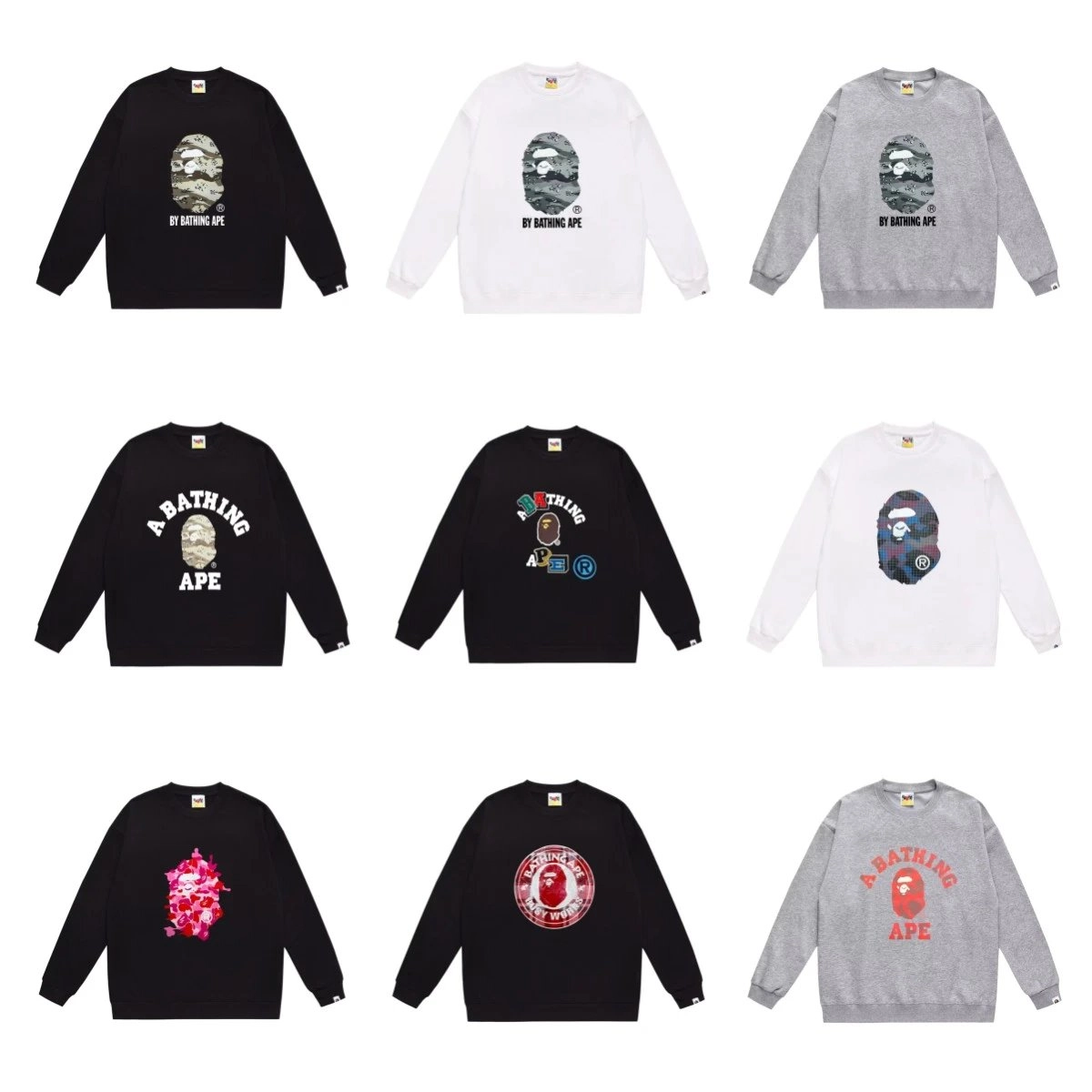 BAPE Camo Ape Head Crewneck Sweatshirt Black