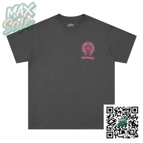 Chrome Hearts Mesh Texture T-Shirt with Pink Horseshoe Logo
