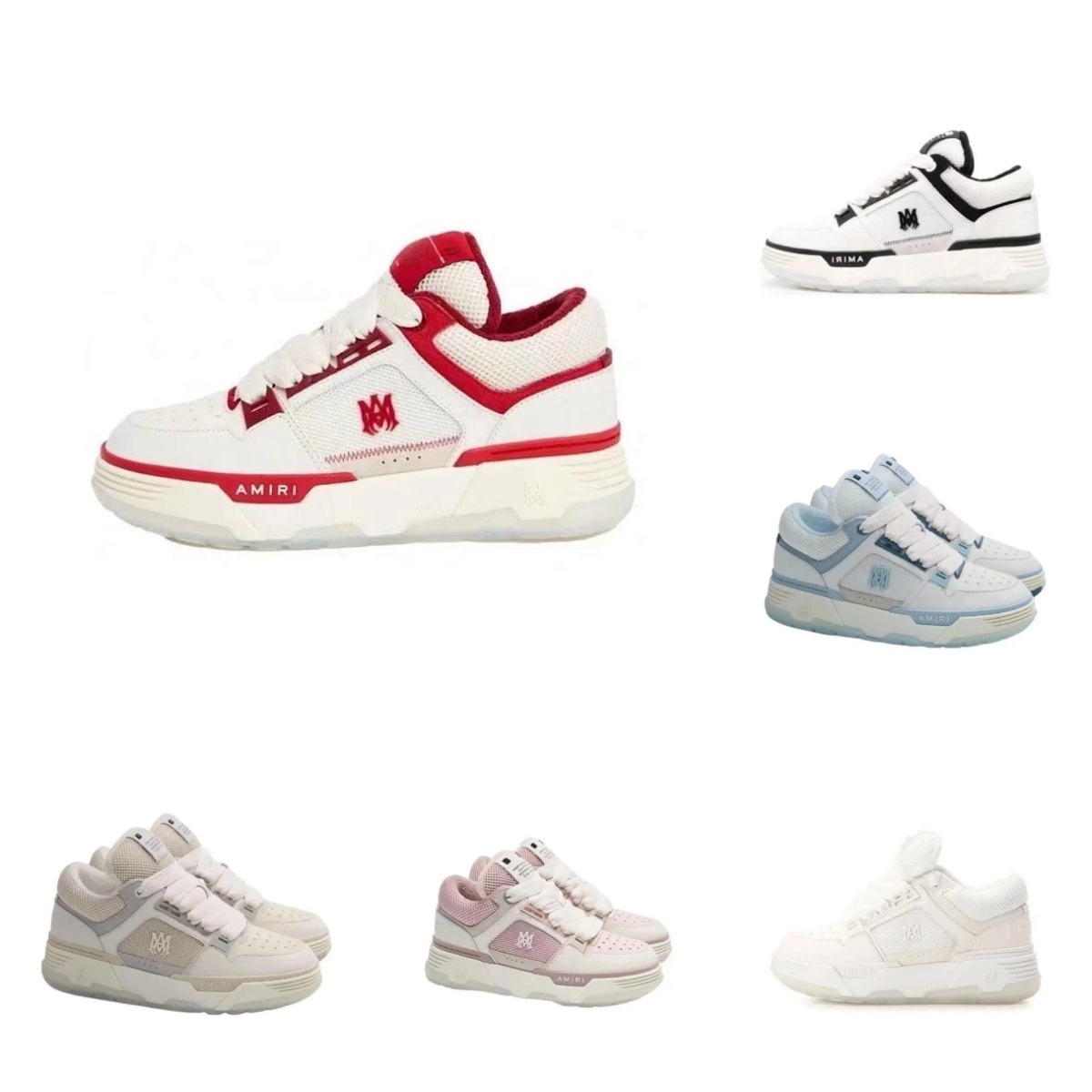 AMIRI Court Low Red White Mesh Sneaker with Logo Detail