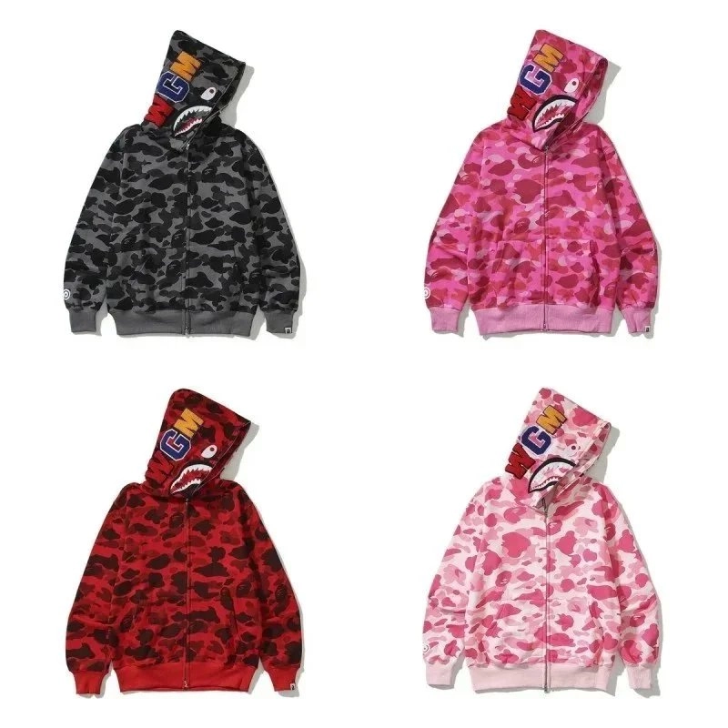 BAPE Shark Hoodie Camo Full-Zip with 3D Hood Design