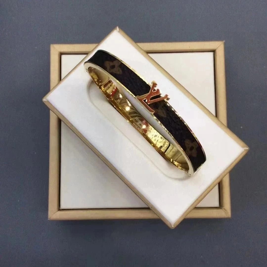 Louis Vuitton Monogram Canvas Bangle Bracelet Gold-tone