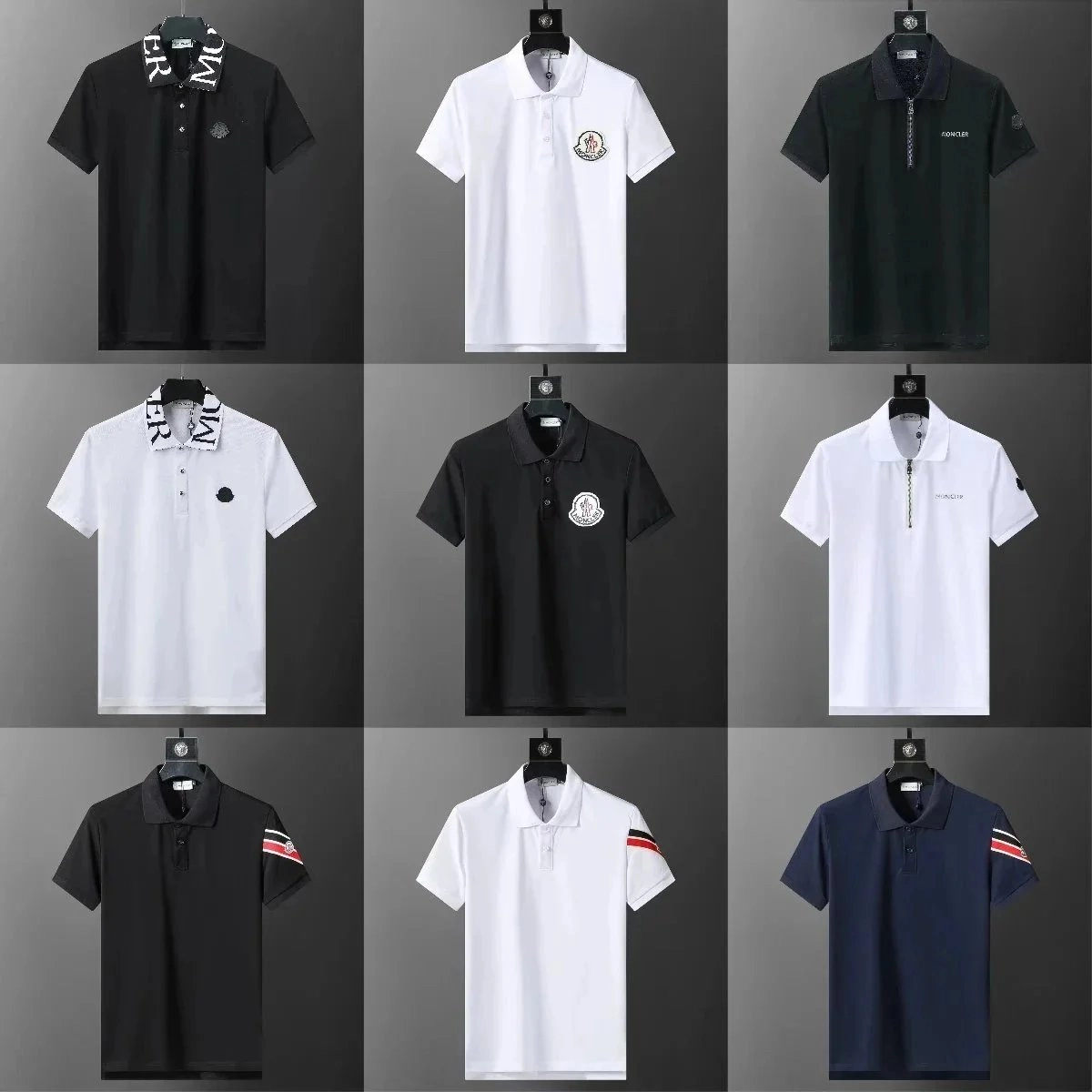 Moncler Classic Polo Shirt with Logo Embroidery - Black
