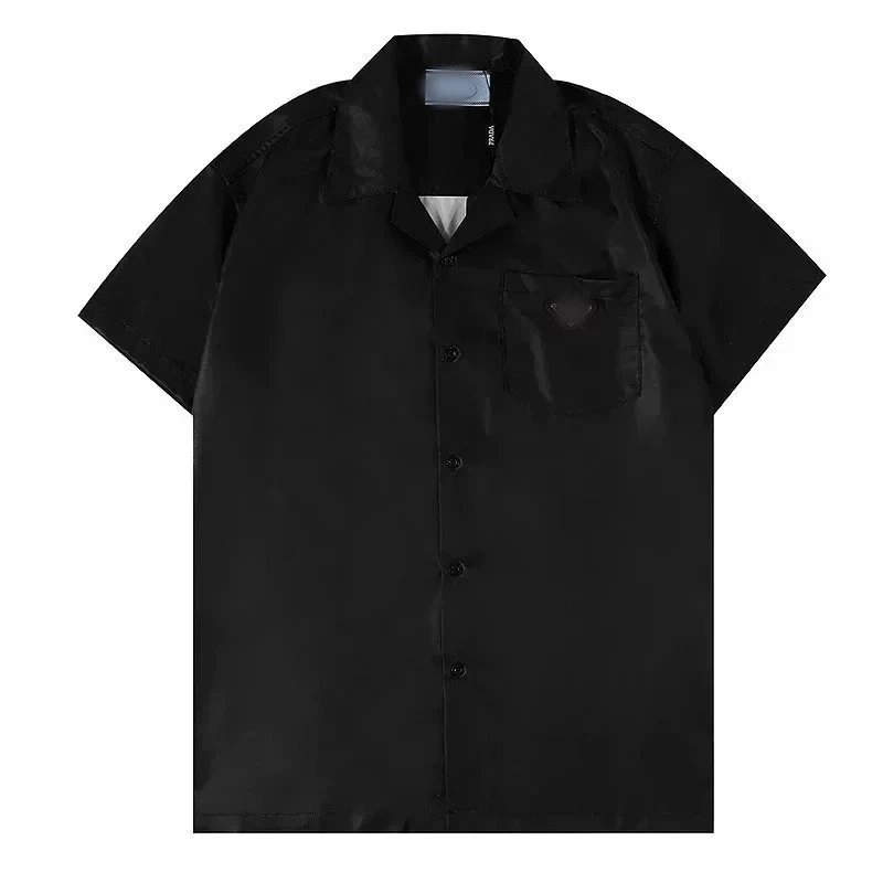 Prada Black Short-Sleeve Shirt with Triangular Logo Pocket