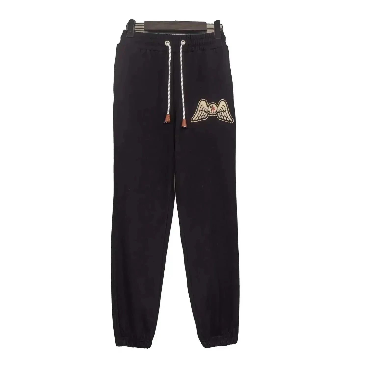 Moncler Wing Embroidery Black Jogger Pants