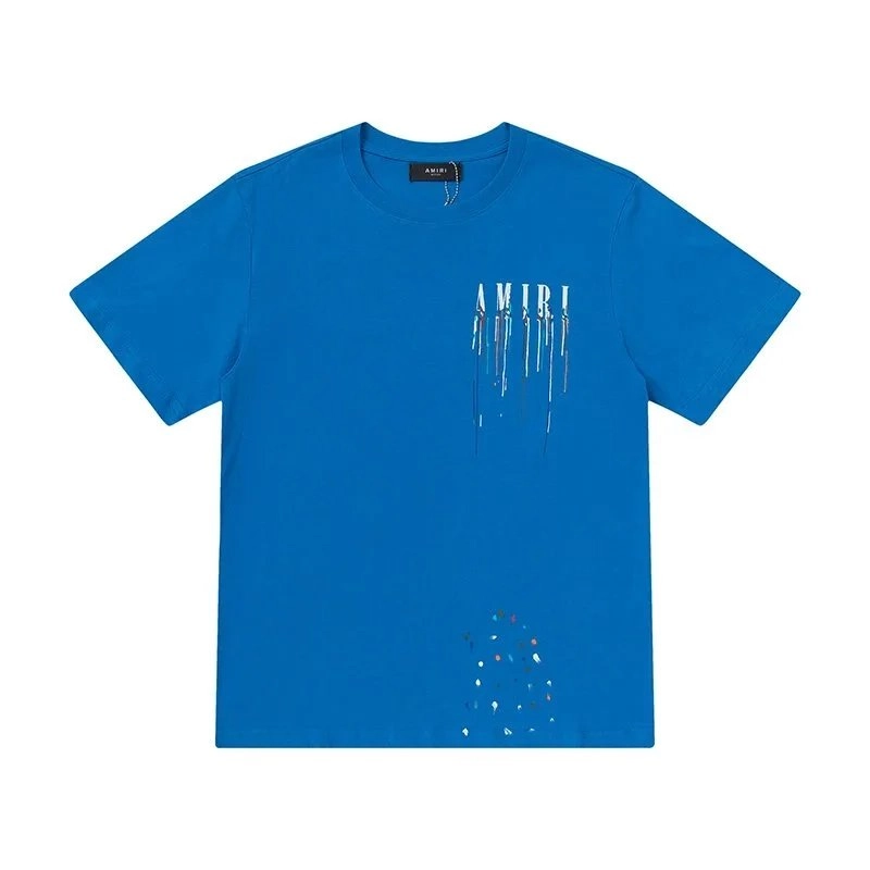 AMIRI Dripping Logo Graphic T-Shirt in Vibrant Blue