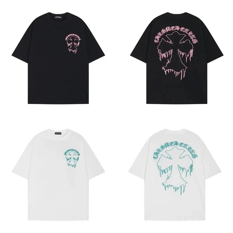 Crooked Cans Skull Drip Graphic T-Shirt - Black/Pink or White/Teal