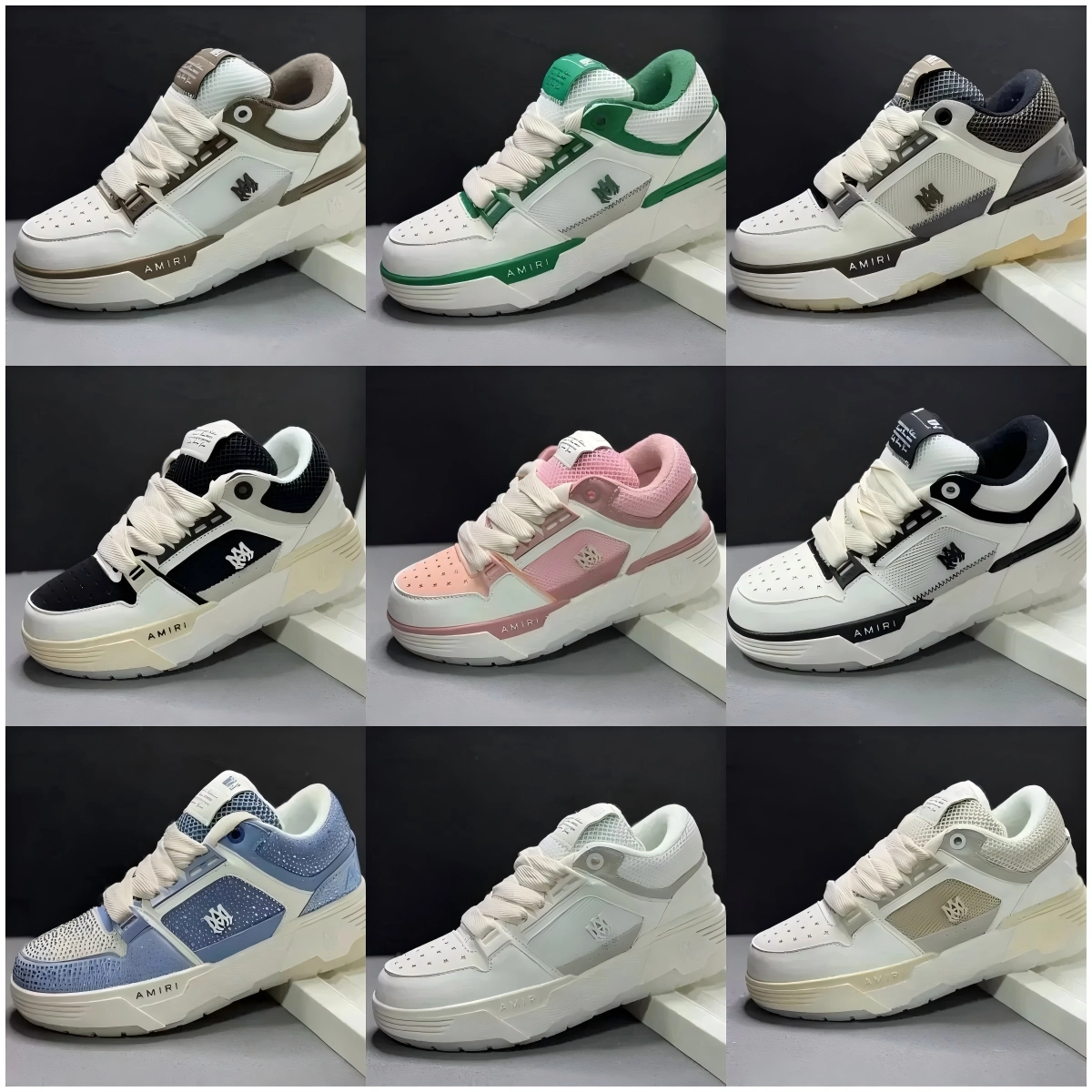 AMIRI Court Classic Low Sneaker - White with Color-Accent Panel