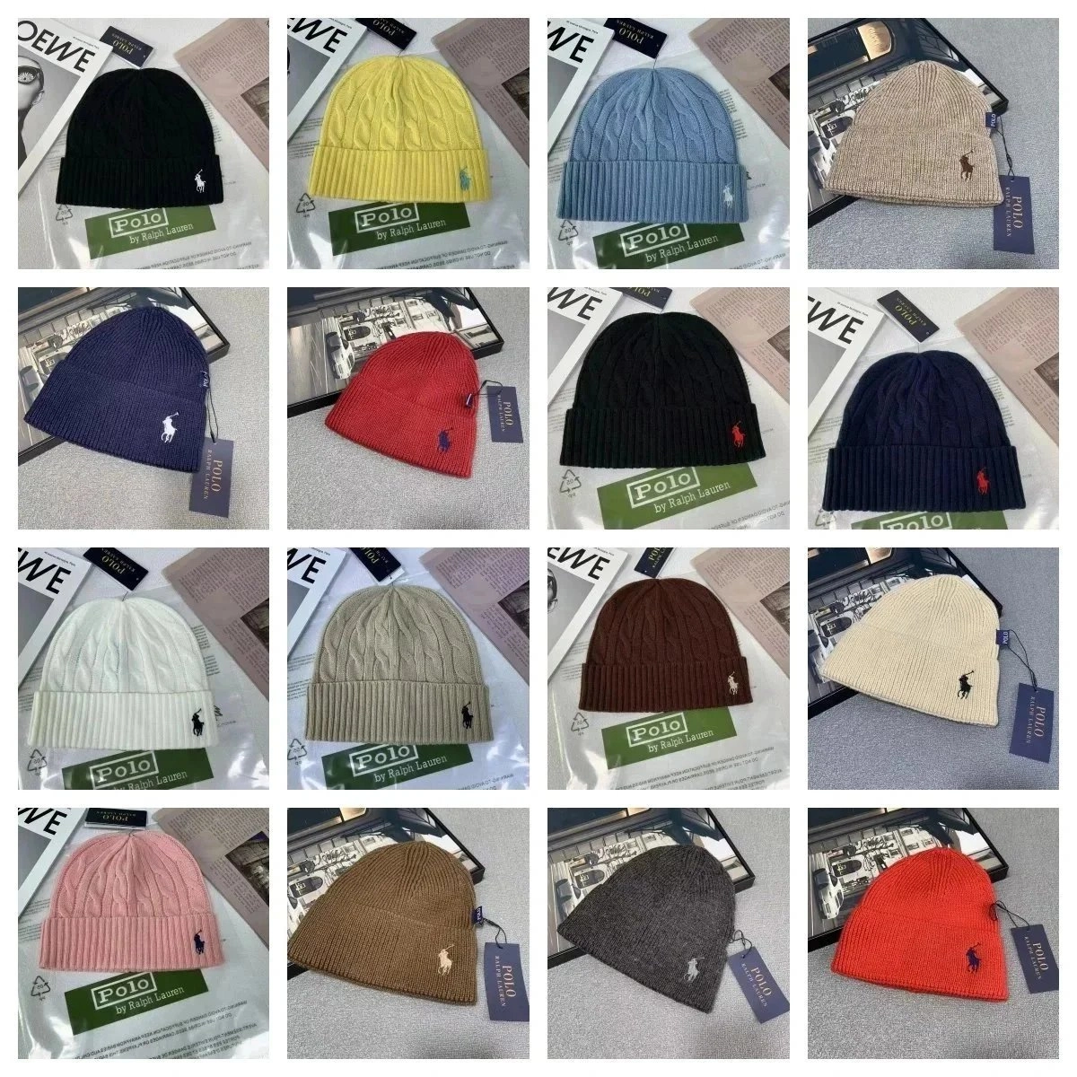 Polo Ralph Lauren Cable Knit Beanie Hat with Pony Logo