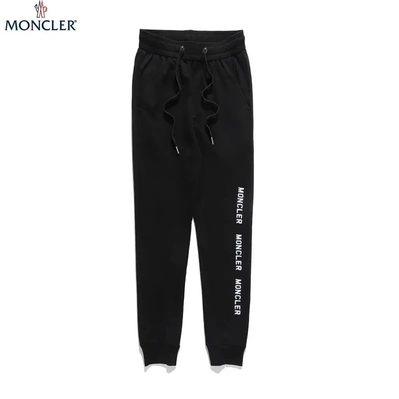 Moncler Black Jogger Pants with Vertical Logo Print