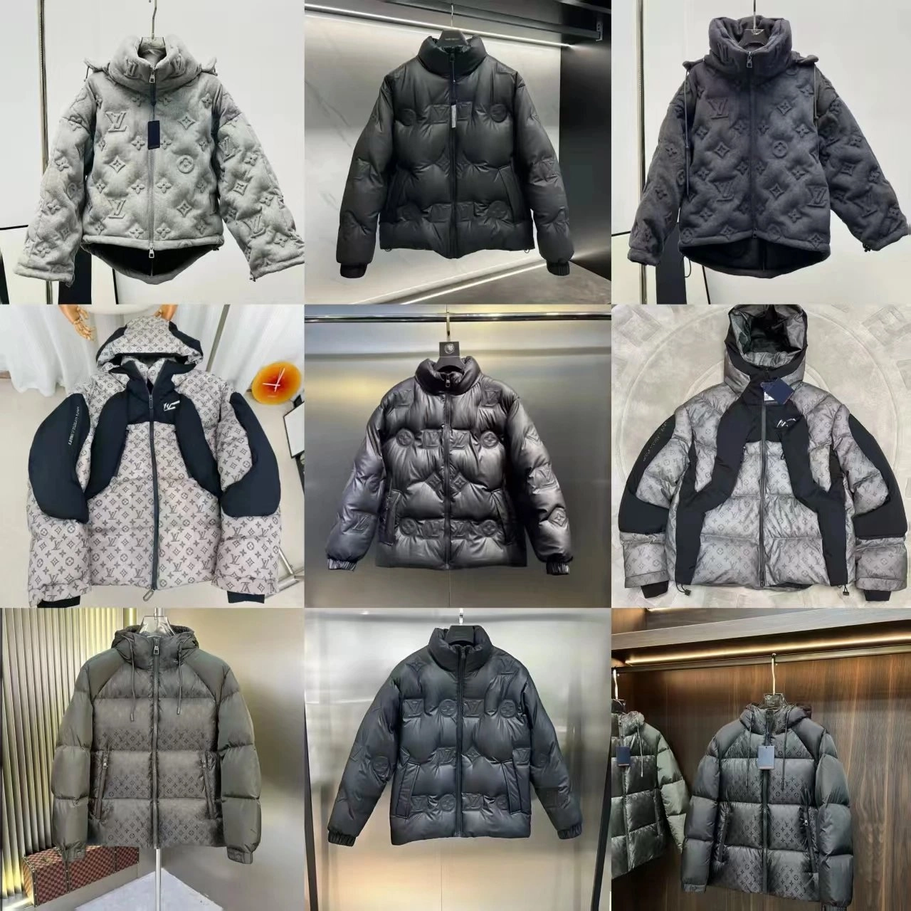 Louis Vuitton Monogram Quilted Puffer Jacket - Gray Black
