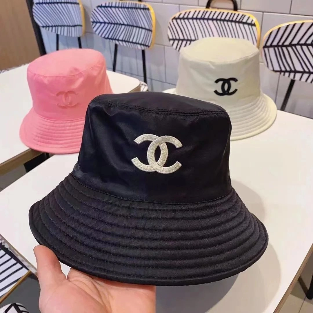 Chanel CC Logo Embroidered Bucket Hat - Black Satin