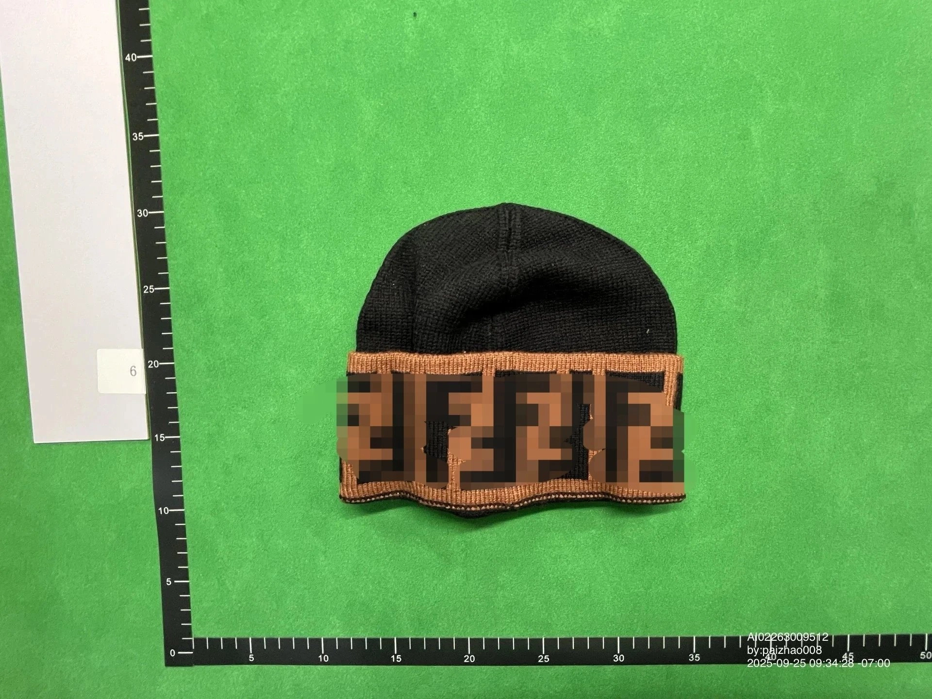 Fendi Black Knit Beanie with Brown FF Logo Band