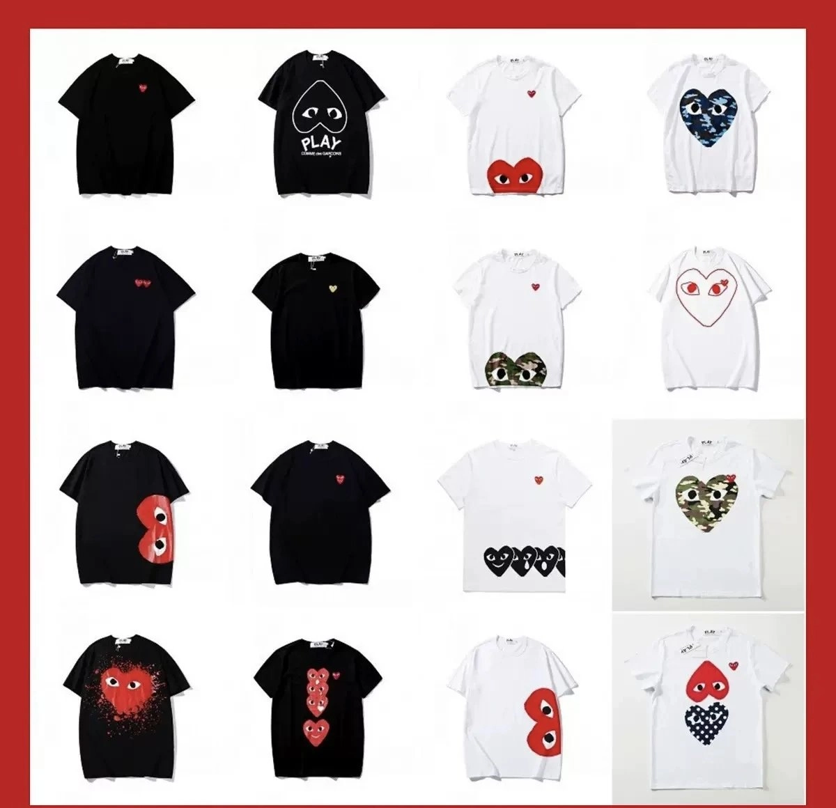 Comme des Gar&ccedil;ons PLAY Heart Eyes Camo T-Shirt White