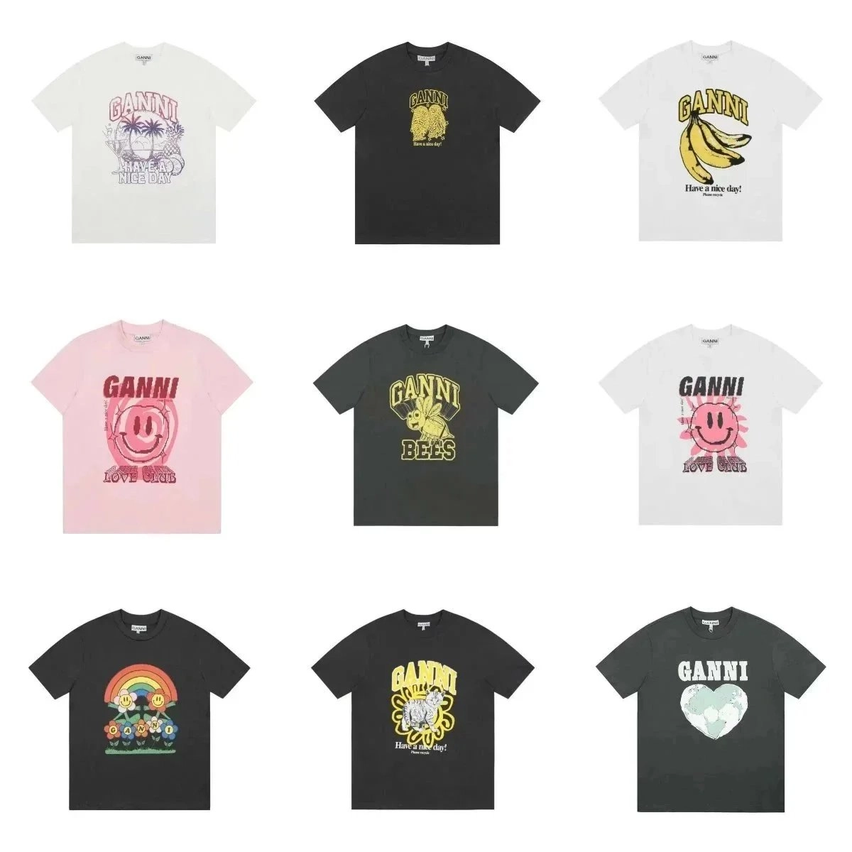 GANNI Banana Print Graphic T-Shirt White
