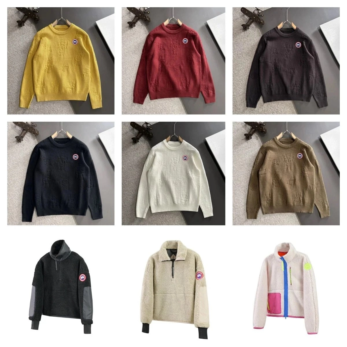 Canada Goose Embossed Ribbed Crewneck Sweater - Mustard Yellow