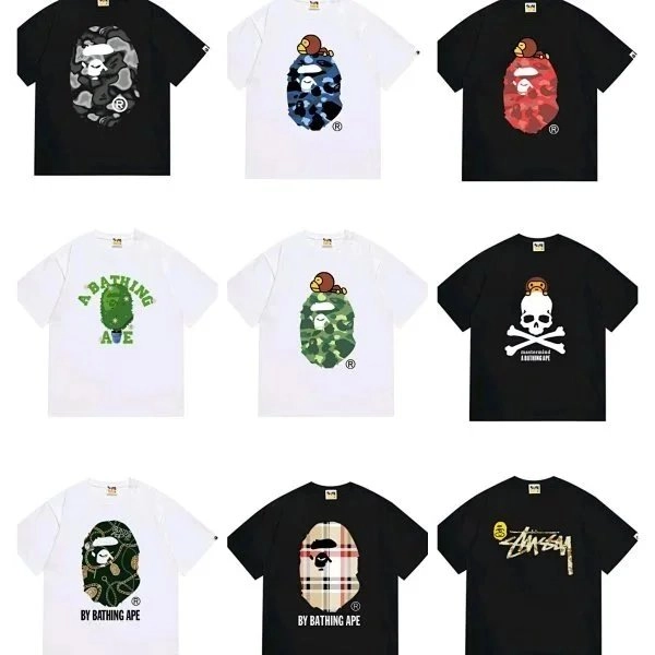 BAPE Camo Shark Face T-Shirt Black Military Green Pattern