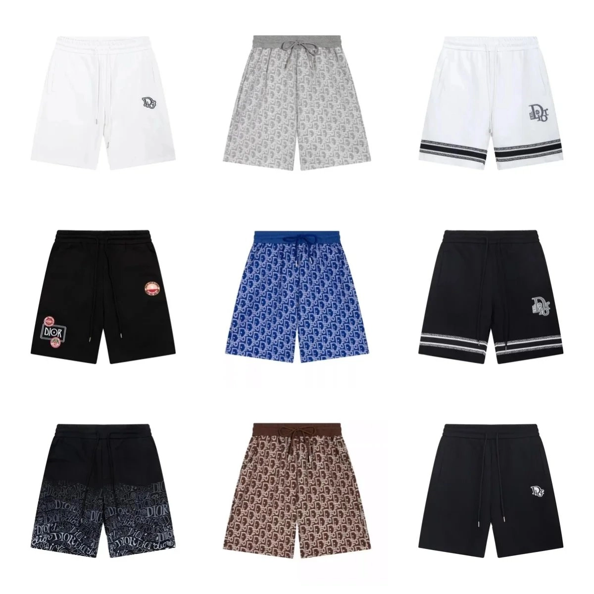 Dior Oblique Print Shorts - Navy Blue Patterned Cotton Blend