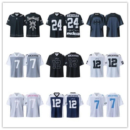 Archives NFL-Style Football Jersey - Black/White with Number 12