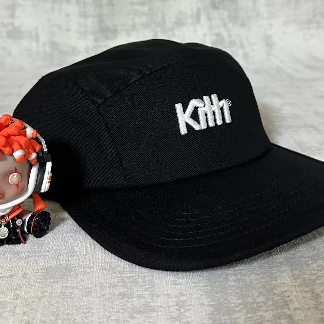 Kith Black Five-Panel Cap with White Embroidered Logo