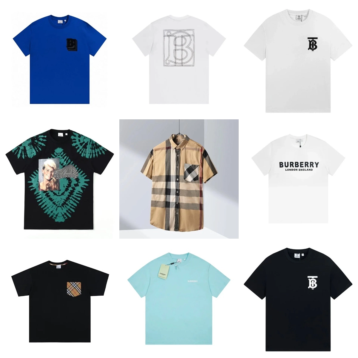 Burberry Monogram Logo T-Shirt - Royal Blue with Patch Pocket