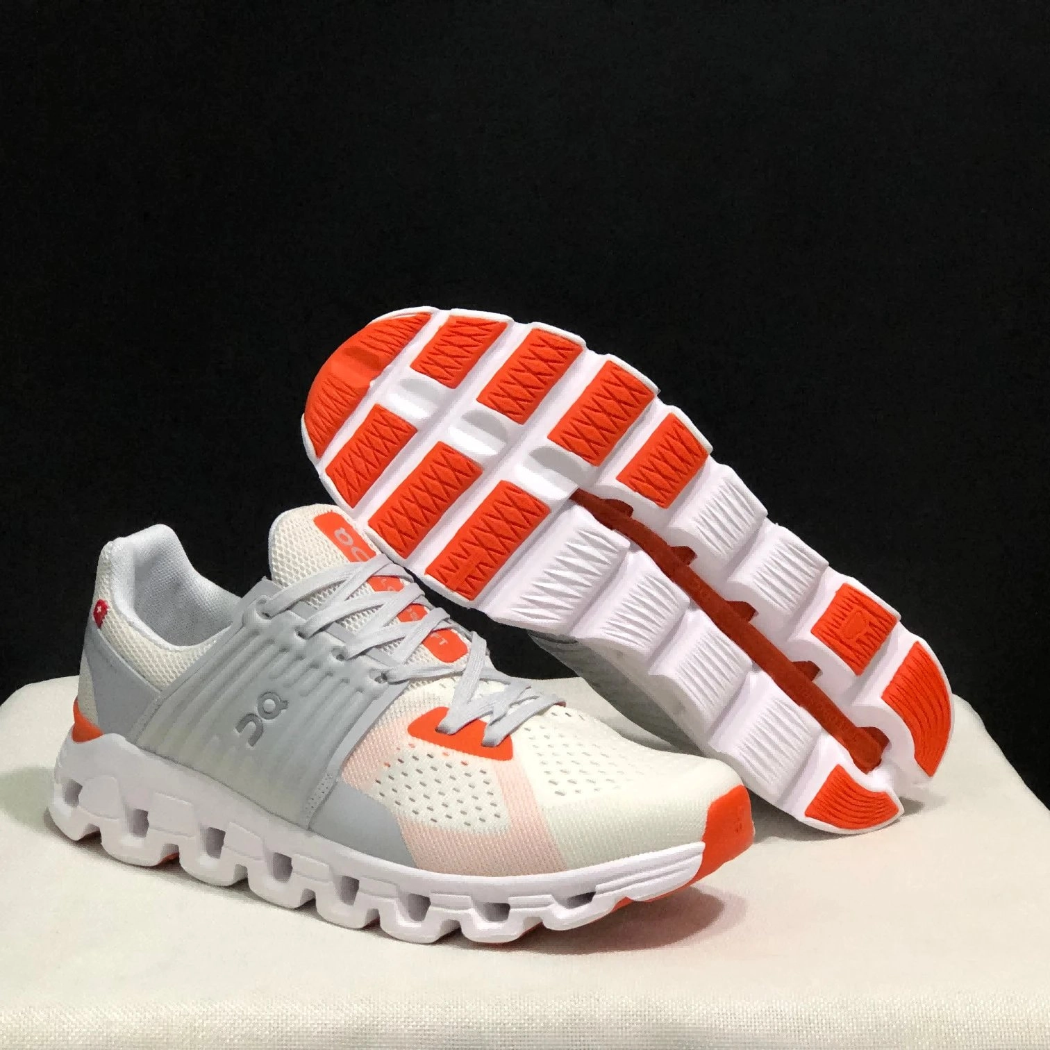On Cloudswift Running Shoes - White Orange Mesh with CloudTec Sole