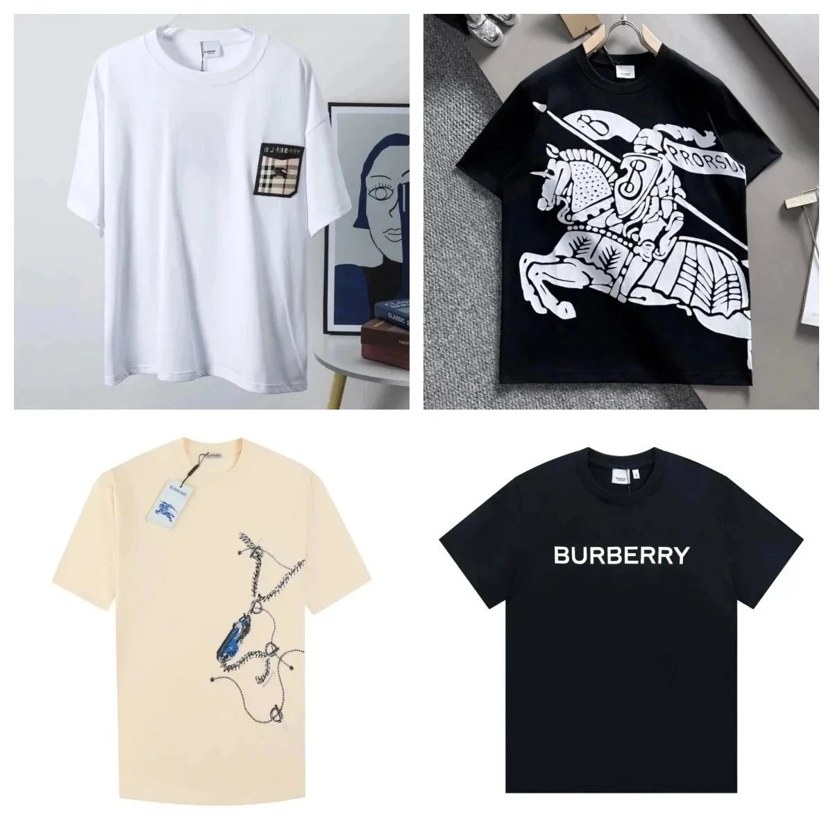 Burberry Knight Graphic Print Black T-Shirt