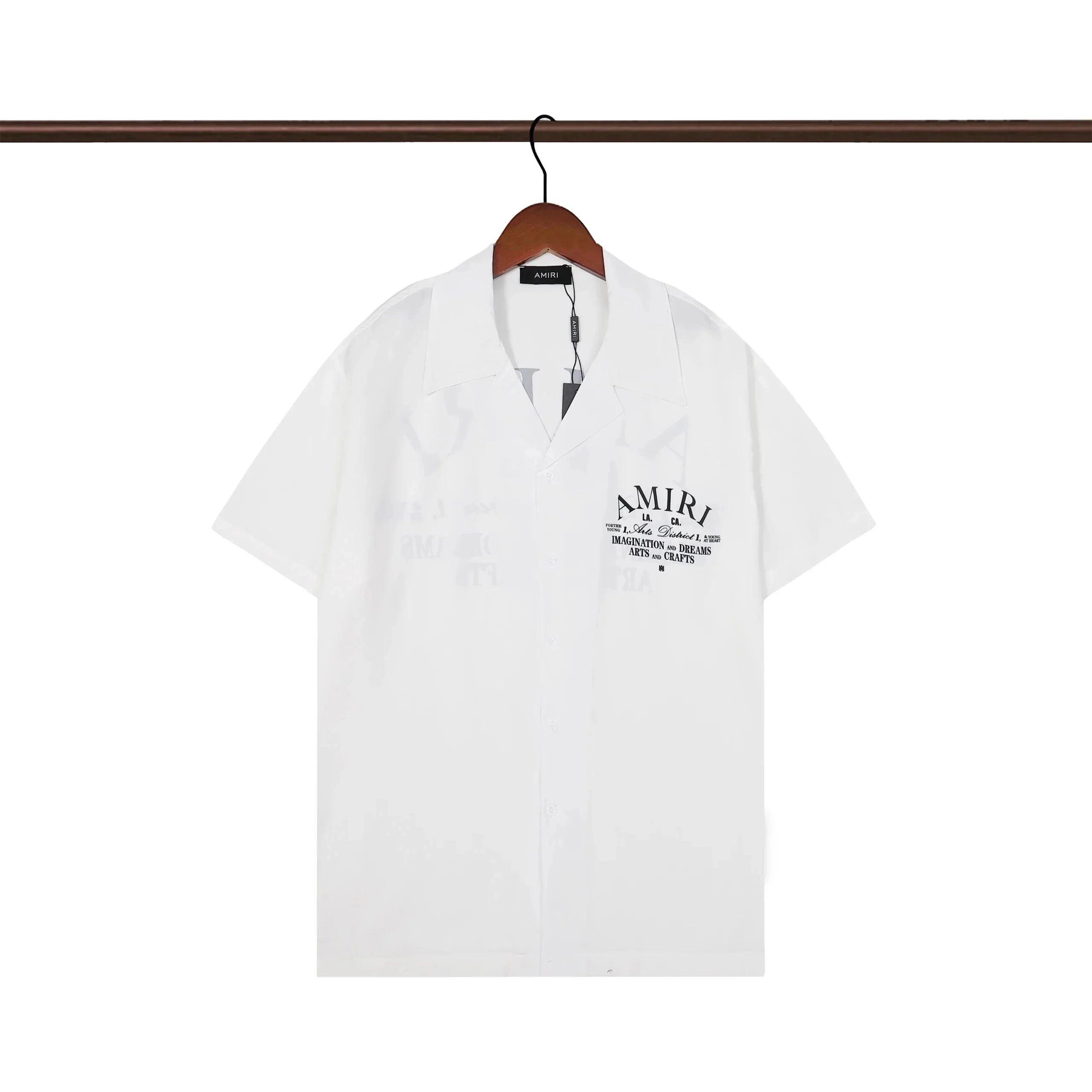 AMIRI White Short-Sleeve Button-Up Shirt with Logo Print