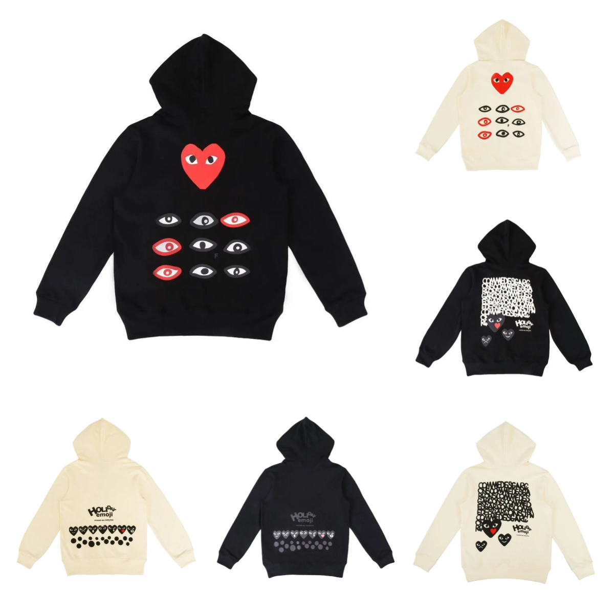 Comme des Gar&ccedil;ons Play Heart Eyes Hoodie Black Red Graphic