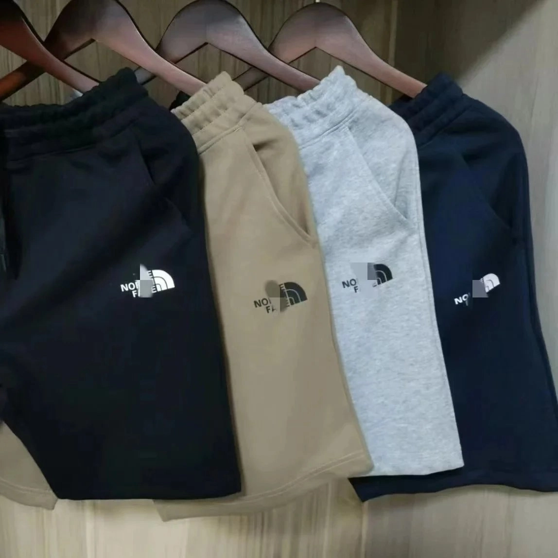 The North Face Logo Embroidered Jogger Shorts - Black Beige Gray Navy