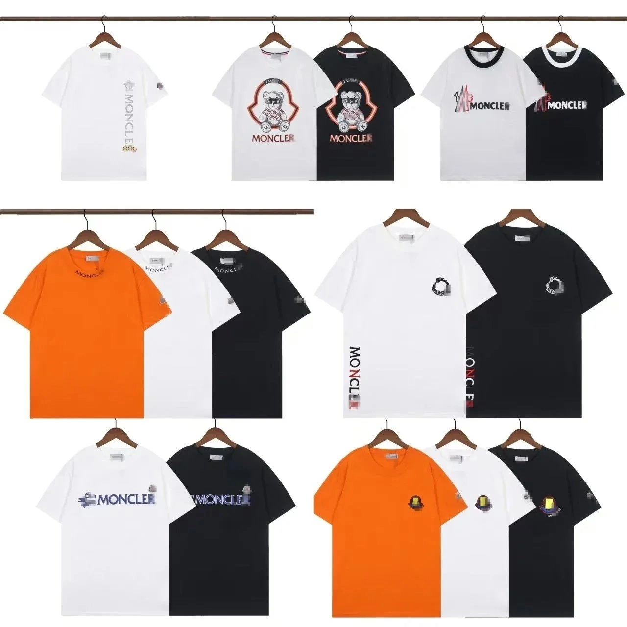 Moncler Bear Logo Graphic T-Shirt in White Black Orange