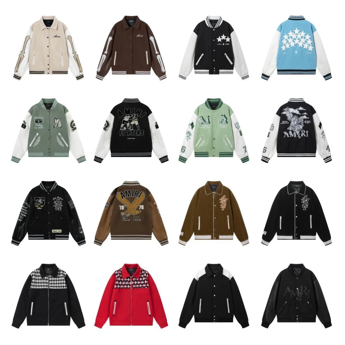 AMIRI Varsity Jacket with Eagle Embroidery Brown CA.LA. Design