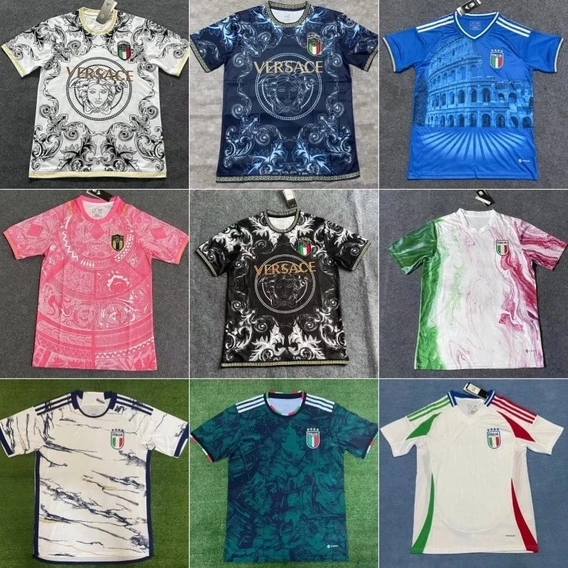 Versace Medusa Baroque Print Soccer Jersey - Navy Blue