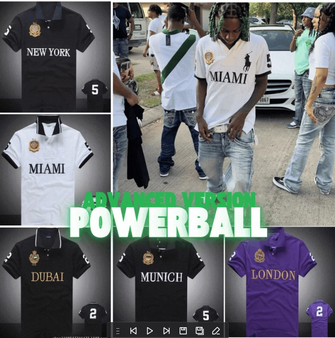 Powerball Advanced Version Polo Shirt - Miami White with Green Stripe