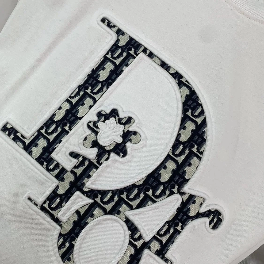 Dior Oblique Monogram Logo Appliqu&eacute; White Sweatshirt