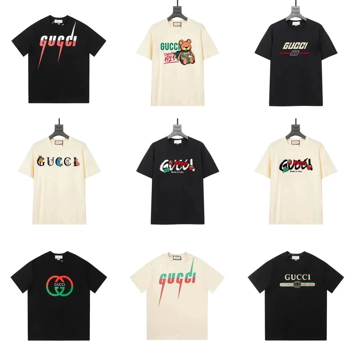 Gucci Lightning Bolt Logo T-Shirt Black Red Graphic Print