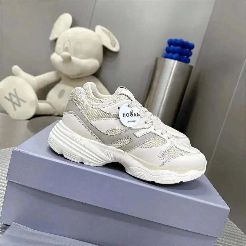 HOGAN HX2 Mesh-Panel White Grey Chunky Sneaker