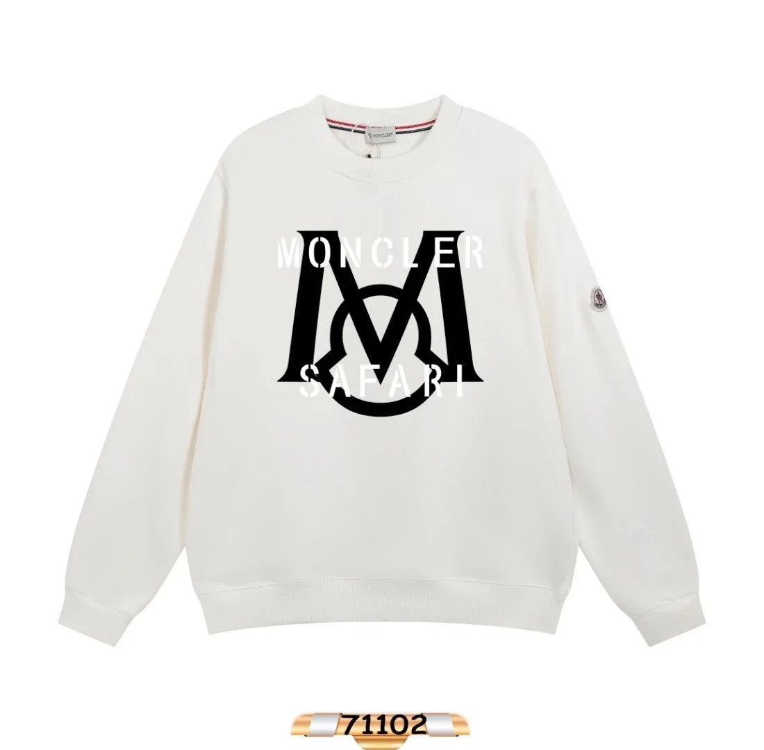 Moncler Safari Logo White Crewneck Sweatshirt
