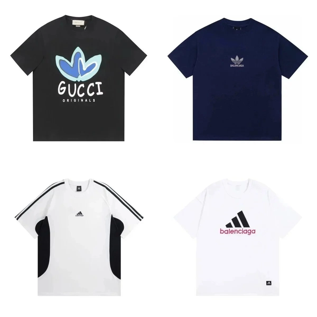 Gucci Originals Black T-Shirt with Blue Floral Logo Print