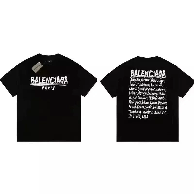 Balenciaga Paris World Cities Black Graphic T-Shirt
