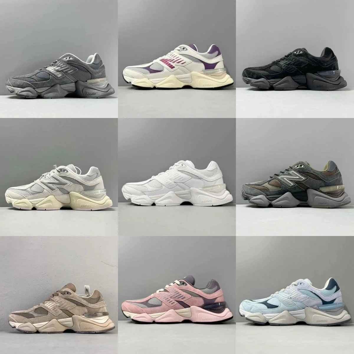 New Balance 9060 Chunky Sneaker - Gray Mesh with Transparent Sole