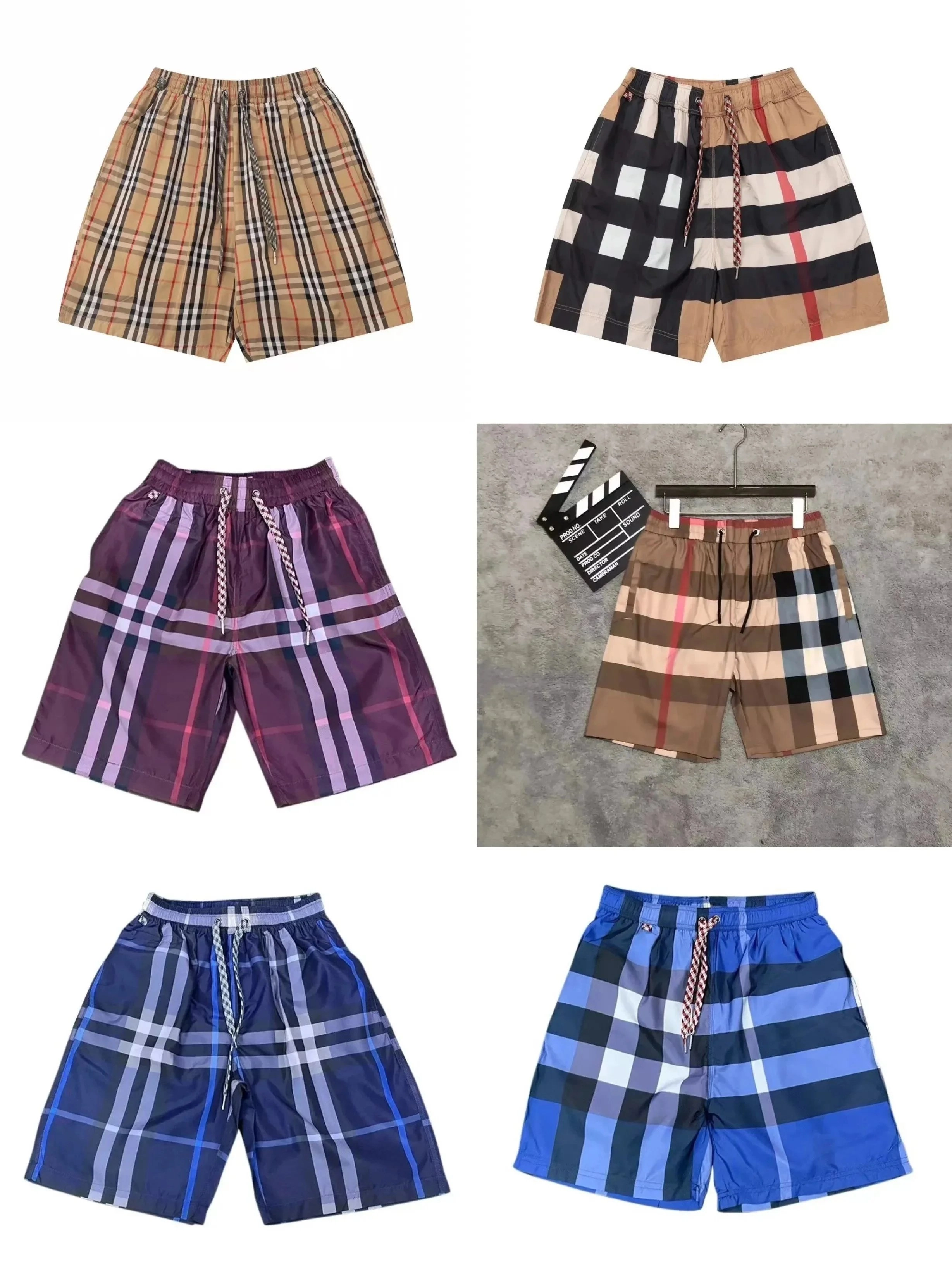 Burberry Classic Check Swim Shorts - Beige Black Red Plaid