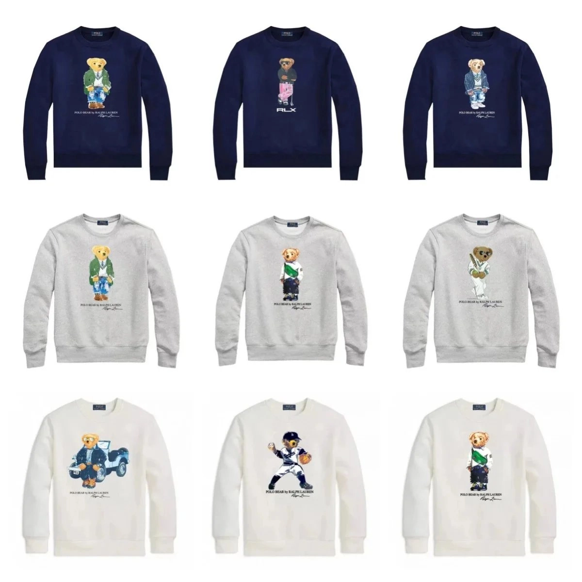 Polo Bear by Ralph Lauren Navy Crewneck Sweatshirt with Embroidered Bear Graphic