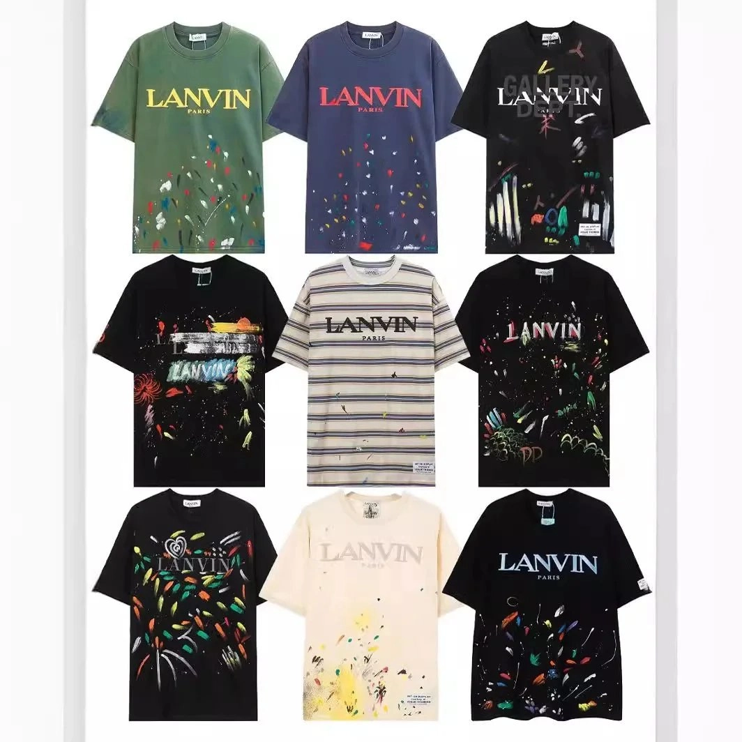 LANVIN Paris Oversized T-Shirt with Abstract Paint Splatter Design