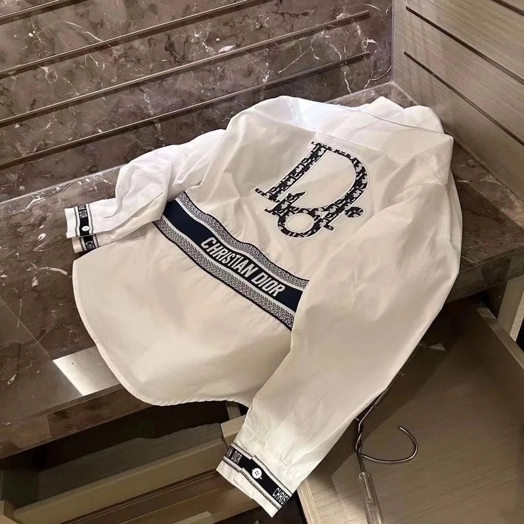 Christian Dior Oblique Logo White Oversized Shirt Jacket