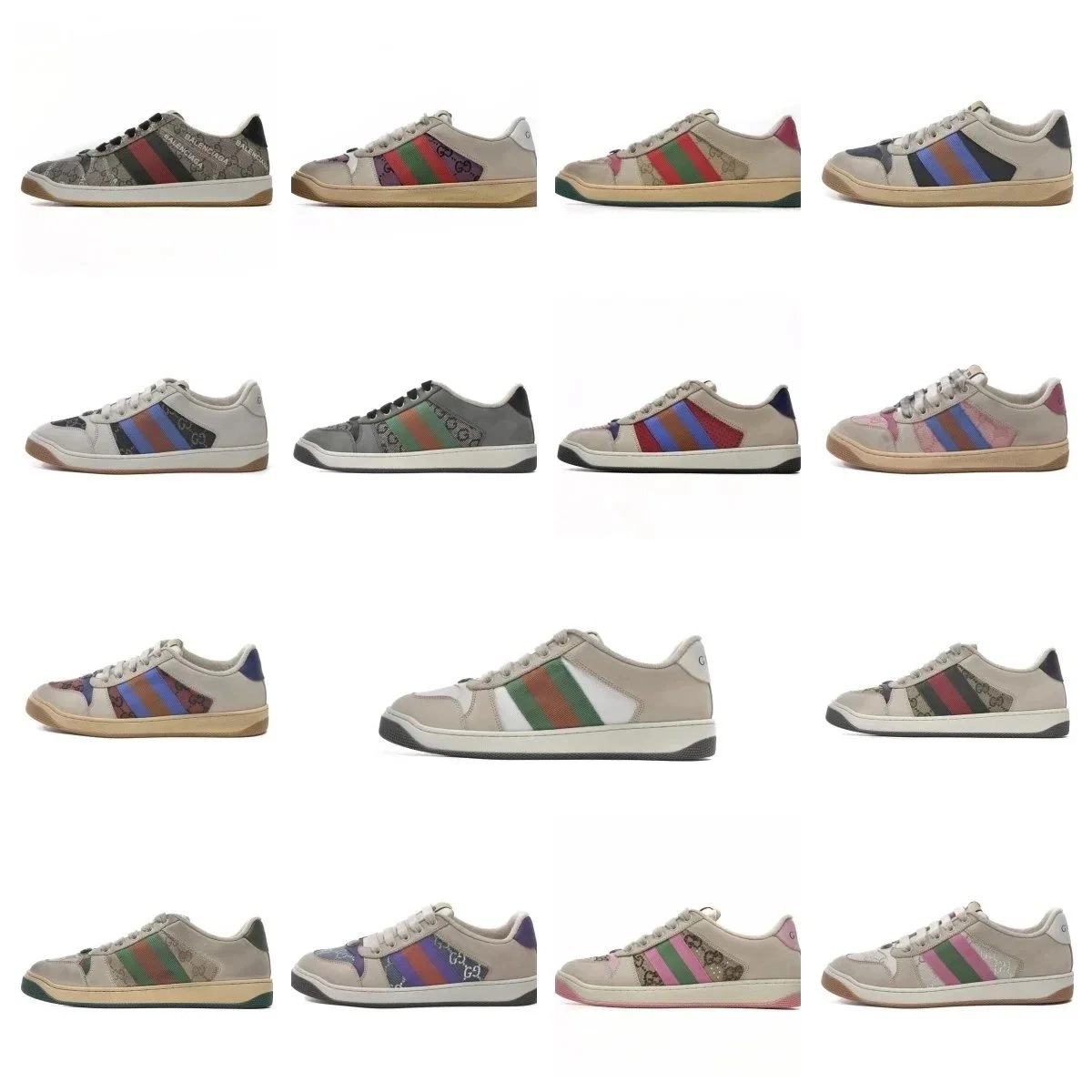 Gucci Rhyton Low-Top Sneaker Beige Green Red Web Stripe